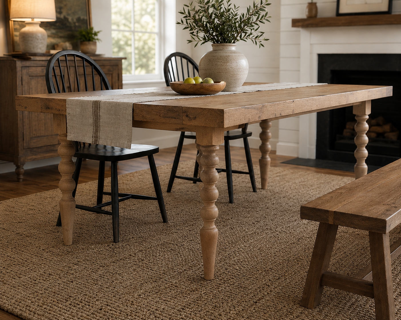 Rustic Oak Wood Dining Table Legs – Set of 4 Solid Wood Farmhouse Table Legs