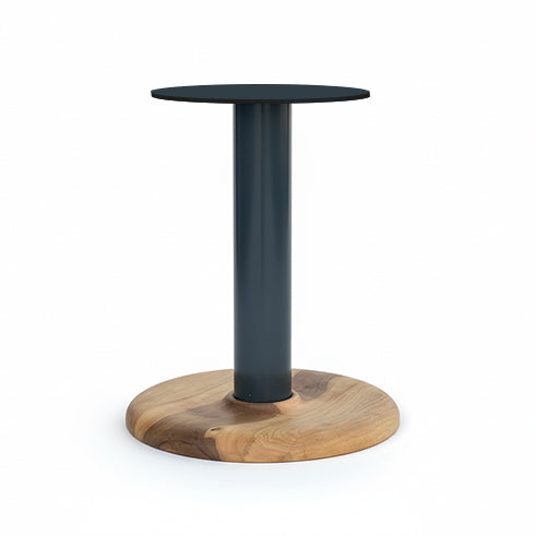 Modern Round Pedestal Table Base | Wood Disc & Metal Column
