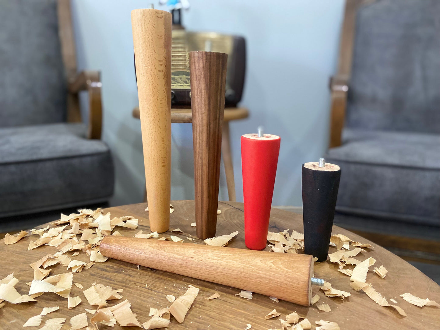 Premium Solid Wood Tapered Legs with Mounting Kit – Set of 4