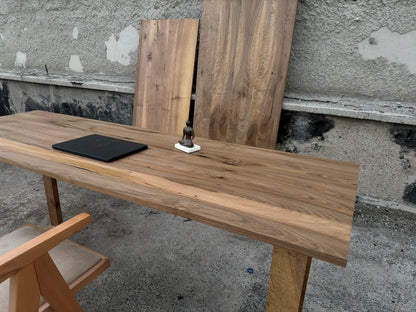 Solid Walnut Wood Desk – Custom Size Wooden Desk with Square Legs