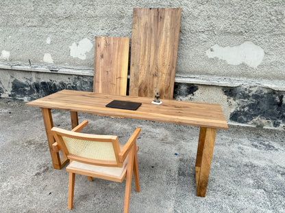 Solid Walnut Wood Desk – Custom Size Wooden Desk with Square Legs