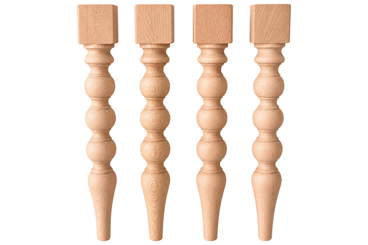 Rustic Oak Wood Dining Table Legs – Set of 4 Solid Wood Farmhouse Table Legs