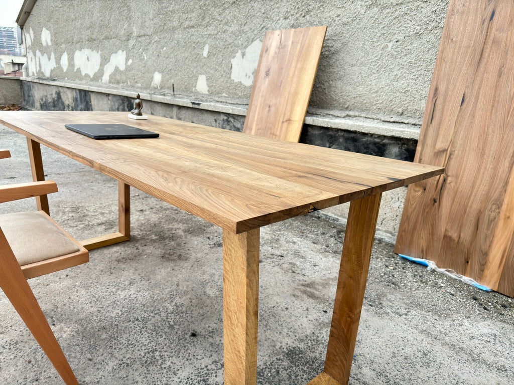 Solid Walnut Wood Desk – Custom Size Wooden Desk with Square Legs