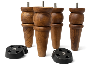 Solid Walnut Sofa Legs – Set of 4 | Wooden Couch Legs with M8 Hanger Bolts