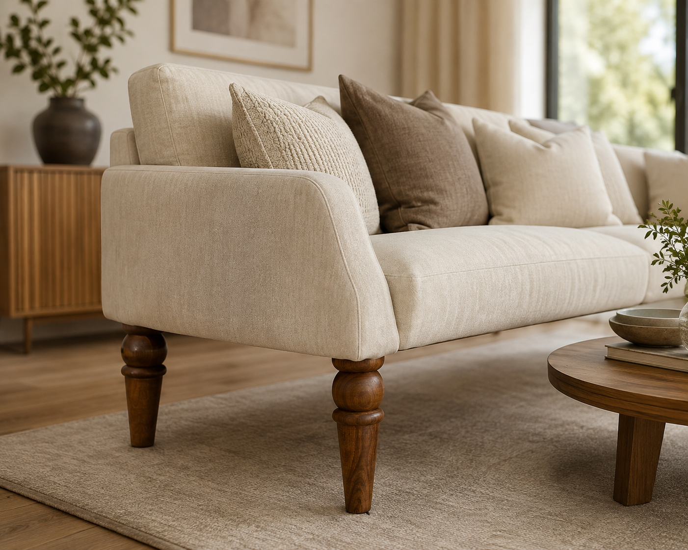 Solid Walnut Sofa Legs – Set of 4 | Wooden Couch Legs with M8 Hanger Bolts
