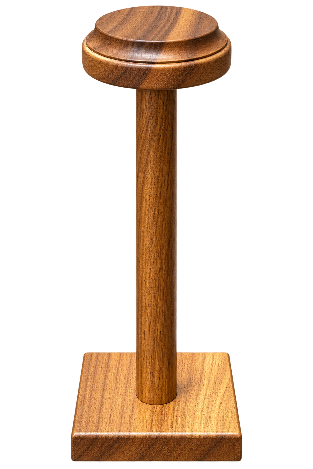 Walnut Wood Hat Display Stand – 12" Retail Hat Holder, Wooden Hat Showcase Stand