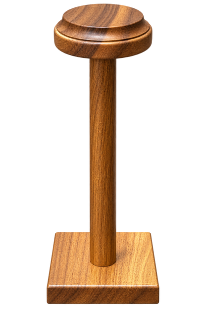 Walnut Wood Hat Display Stand – 12" Retail Hat Holder, Wooden Hat Showcase Stand