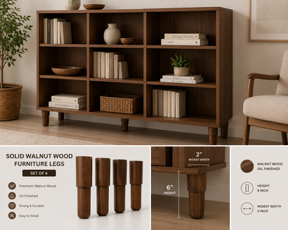 Solid Wood Furniture Legs – Set of 4 with Mounting Hardware