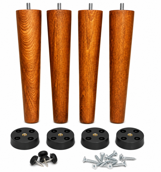 Solid Beech Wood Sofa Legs – Set of 4