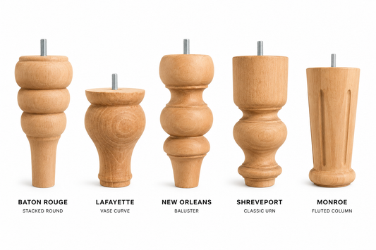 Handmade Solid Beech Wood Sofa Legs – 3” Width Furniture Feet with M8 Hanger Bolts – Custom Couch Legs – Walnut or Unfinished Finish Options