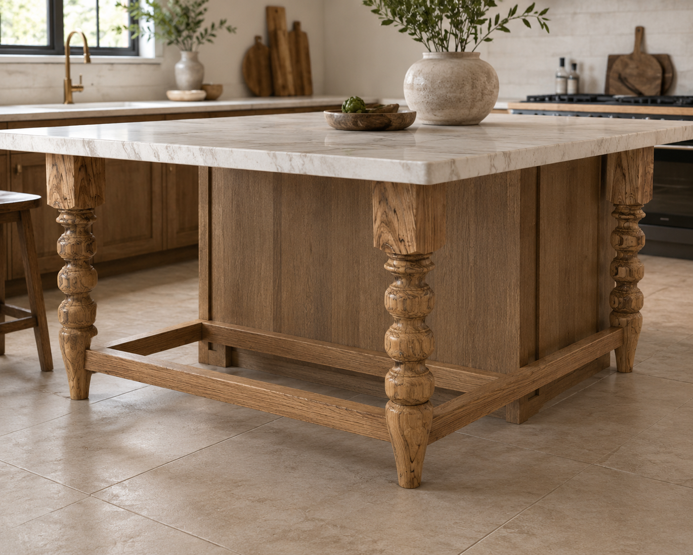 Solid Walnut Kitchen Island Leg – Turned Wood Table Leg – Custom Sizes – 1 Piece