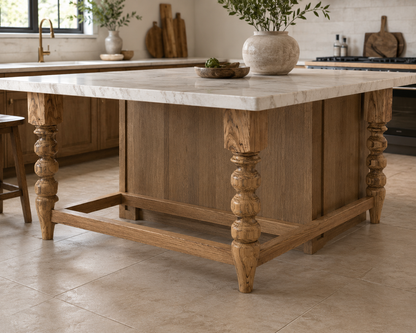 Solid Walnut Kitchen Island Leg – Turned Wood Table Leg – Custom Sizes – 1 Piece