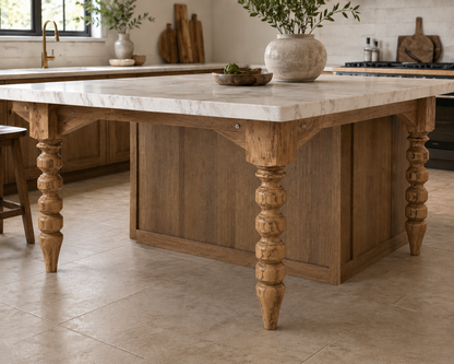 Solid Walnut Kitchen Island Leg – Turned Wood Table Leg – Custom Sizes – 1 Piece