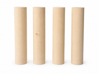 Solid Beech Wood Cylinder Furniture Legs – Heavy Duty Round Wooden Table Legs 4pc