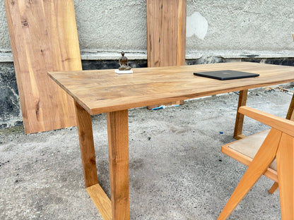 Solid Walnut Wood Desk – Custom Size Wooden Desk with Square Legs