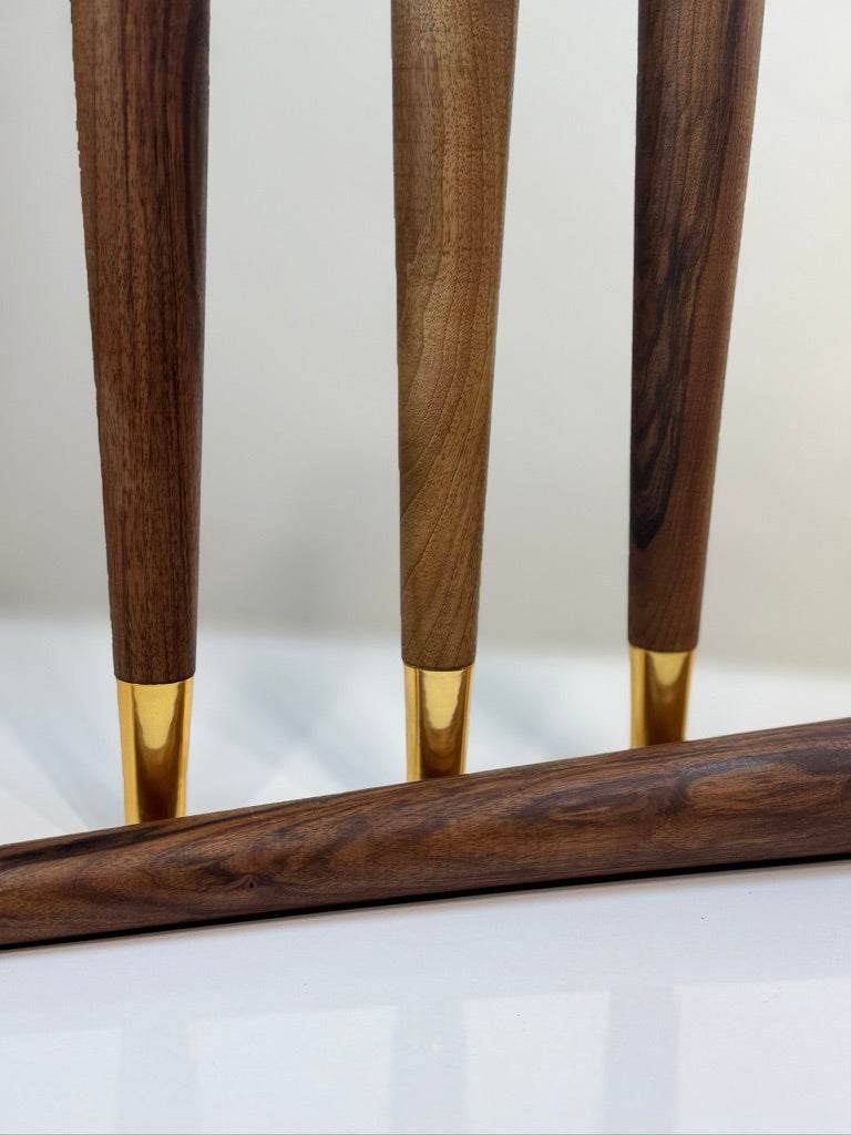 Set of 4 Walnut Tapered Furniture Legs with Brass Cups – Custom Sizes