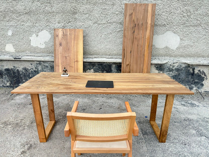 Solid Walnut Wood Desk – Custom Size Wooden Desk with Square Legs
