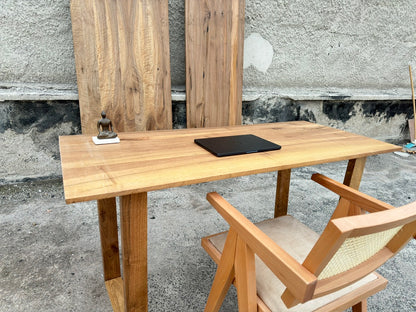 Solid Walnut Wood Desk – Custom Size Wooden Desk with Square Legs