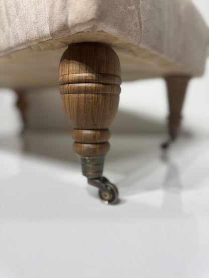 Solid Walnut Wood Furniture Leg with Real Brass Castor 1 pc