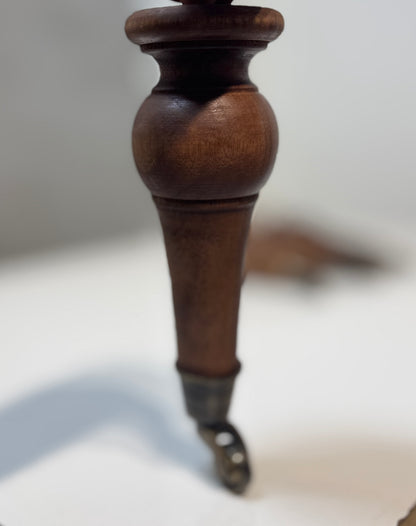 Solid Walnut Wood Furniture Leg with Real Brass Castor 1 pc