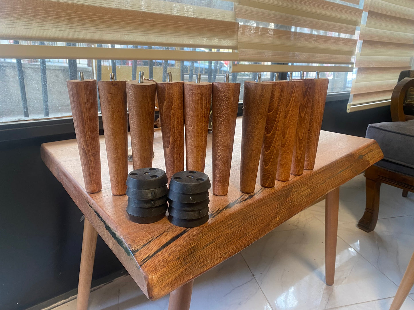 Tapered Beech Wood Legs (Set of 4) 2" Top / 1" Bottom Customization Available