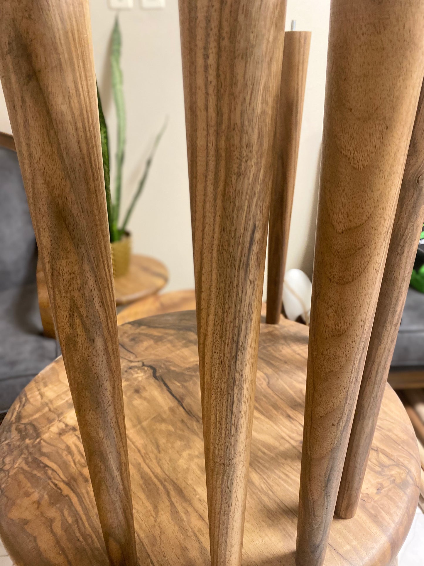 Premium Dark Walnut Furniture Legs (1pc) with Mounting Kit Coffee Table Legs Epoxy Table Legs Custom Wood Legs 2" Top 1" Bottom