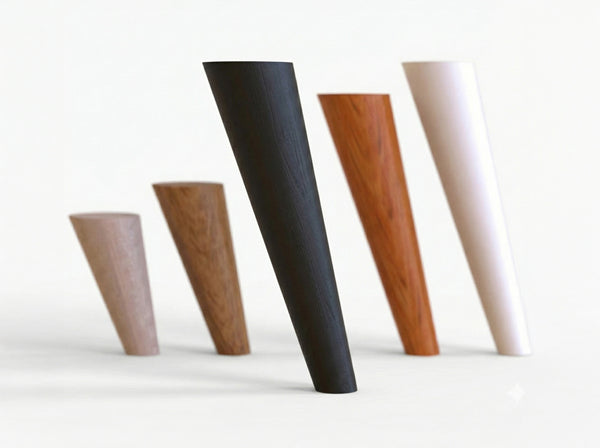 Mid-Century Angled Beech Wood Furniture Legs - Set of 4