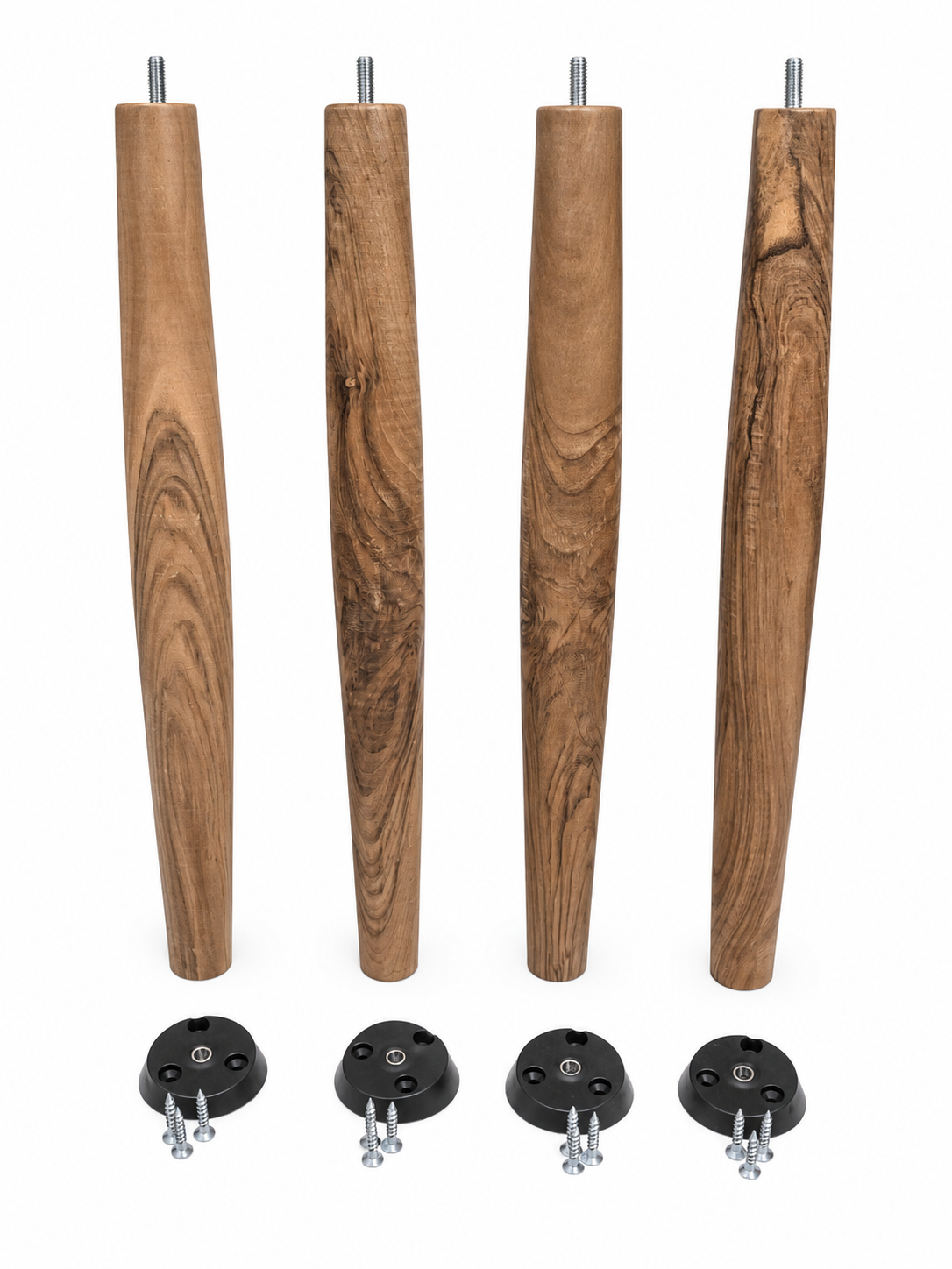 Set of 4 solid walnut wood tapered table legs for coffee tables and furniture