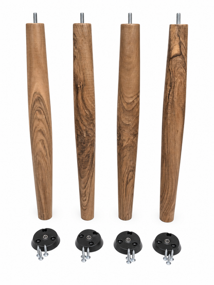 Set of 4 solid walnut wood tapered table legs for coffee tables and furniture