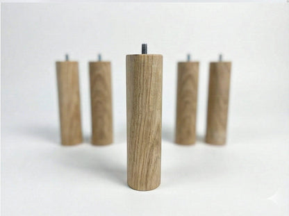Premium Solid Wood Cylinder Legs (a Set of 4) 3” width for Heavy-Duty Furniture Projects – Custom Sizes & Finishes in Beech Walnut Chestnut
