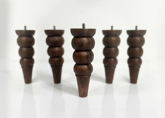 Tapered Walnut Furniture Legs - Set of 4 Rustic Wood Sofa Legs