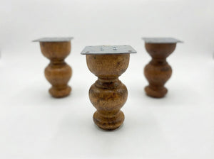 Medium walnut finish beech wood turned furniture legs set of 4