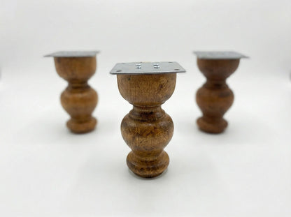 Wood Sofa Legs (Set of 4) Mounting Kit Included Made of 3" Beech Wood Block