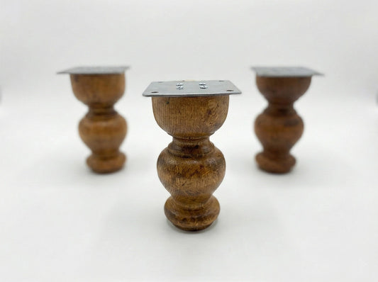 Wood Sofa Legs (Set of 4) Mounting Kit Included Made of 3" Beech Wood Block