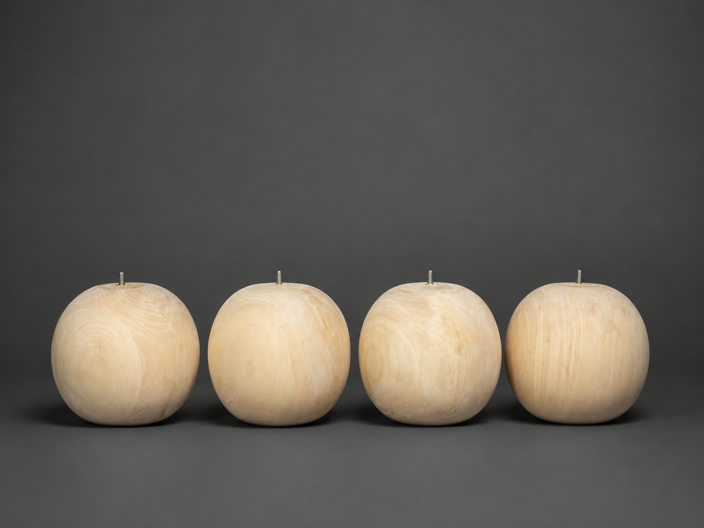 Large 12 inch handmade basswood ball furniture leg with M10 hanger bolt for bed frames, sofas and custom furniture