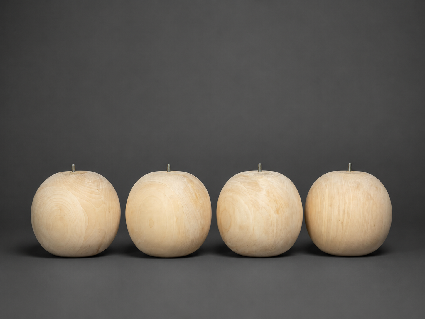 Large 12 inch handmade basswood ball furniture leg with M10 hanger bolt for bed frames, sofas and custom furniture