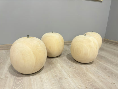 Large 12 inch handmade basswood ball furniture leg with M10 hanger bolt for bed frames, sofas and custom furniture