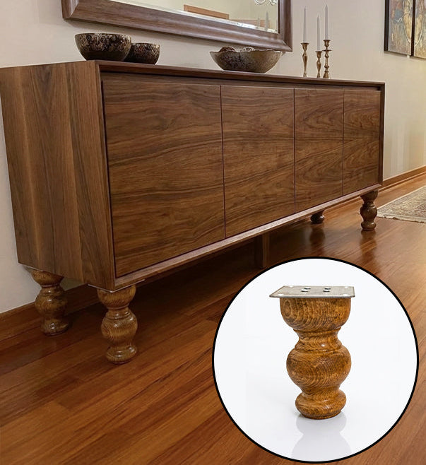 Wood Sofa Legs (Set of 4) Mounting Kit Included Made of 3" Beech Wood Block