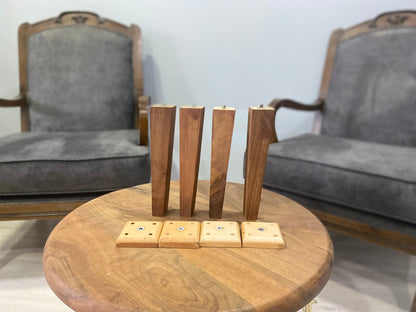 Premium Walnut Wood Square Tapered Legs with Wood Mounting Apparatus (a set of 4) Solid Legs for Sofas, Couches, Sectionals, Cabinets, Beds