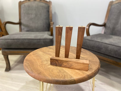 Premium Walnut Wood Square Tapered Legs with Wood Mounting Apparatus (a set of 4) Solid Legs for Sofas, Couches, Sectionals, Cabinets, Beds