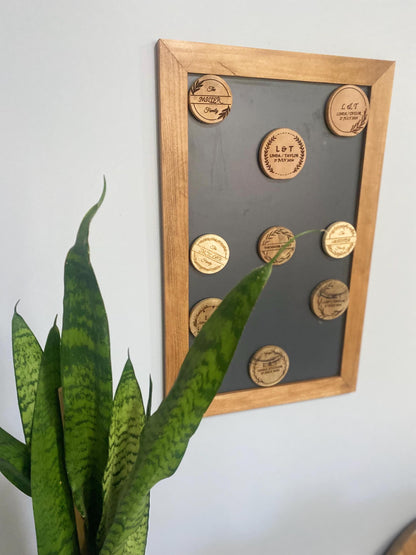 Rustic Midcentury Wedding Favors - Custom Walnut, Beech, Ash Wood Coasters & Magnets, 4" Solid Wood