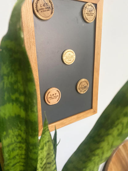 Rustic Midcentury Wedding Favors - Custom Walnut, Beech, Ash Wood Coasters & Magnets, 4" Solid Wood