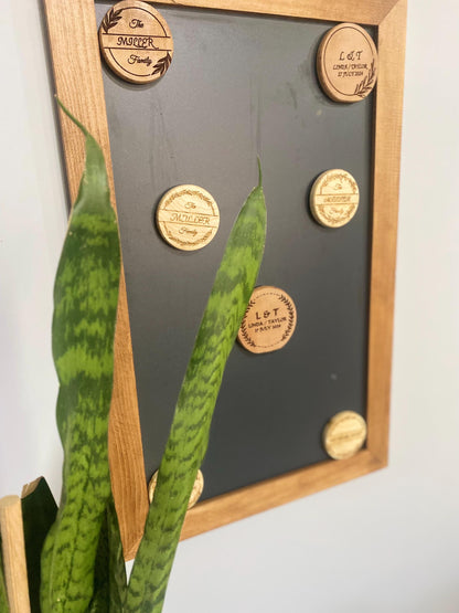 Rustic Midcentury Wedding Favors - Custom Walnut, Beech, Ash Wood Coasters & Magnets, 4" Solid Wood