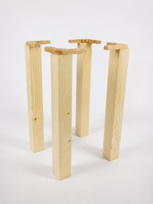 Pine wood square table legs set of 4 with mounting brackets