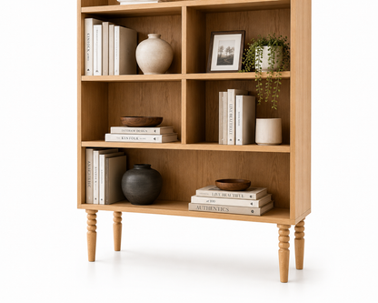Handmade solid oak wood furniture legs with tapered turned ball design for sofas, couches, consoles, cabinets and living room furniture.