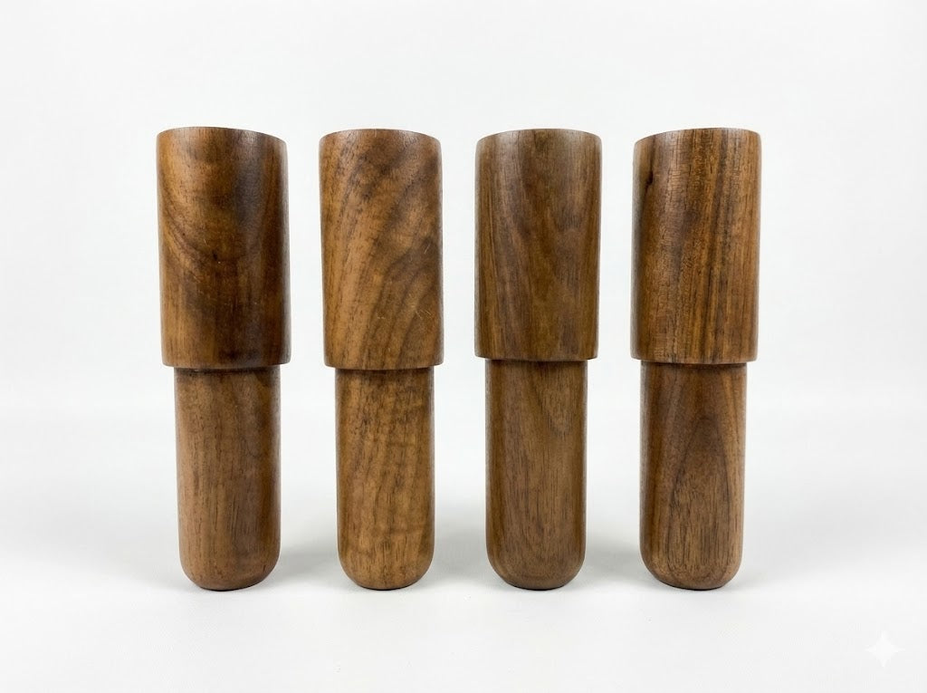 Set of 4 solid wood furniture legs with mounting hardware for sofas, beds and cabinets