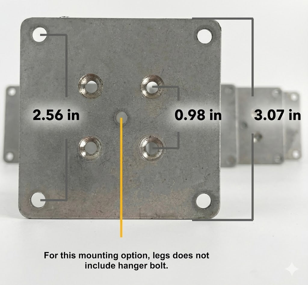 Metal mounting plate for tapered wooden furniture legs