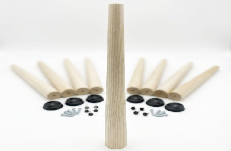 Premium Ash Wood Handmade Legs (Set of 4) Mounting Kit Included Coffee Tables, Side Tables, End Tables