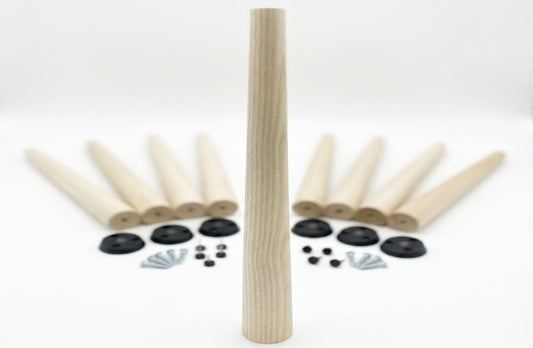 Premium Ash Wood Handmade Legs (Set of 4) Mounting Kit Included Coffee Tables, Side Tables, End Tables