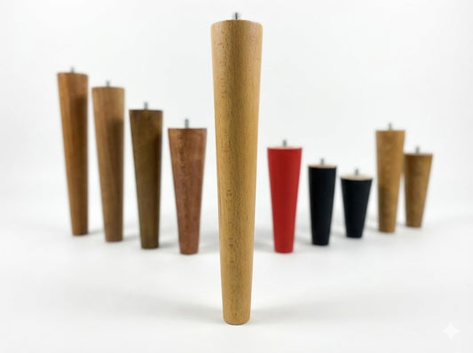 Premium Solid Wood Tapered Legs with Mounting Plates  Set of 4, Durable Legs